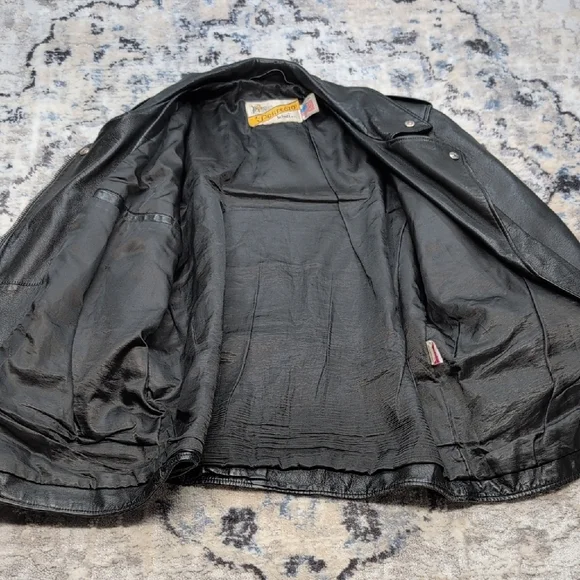Schott NYC Perfecto Leather Motorcycle Jacket 16 Black Belted USA Made Vintage - Picture 9 of 12